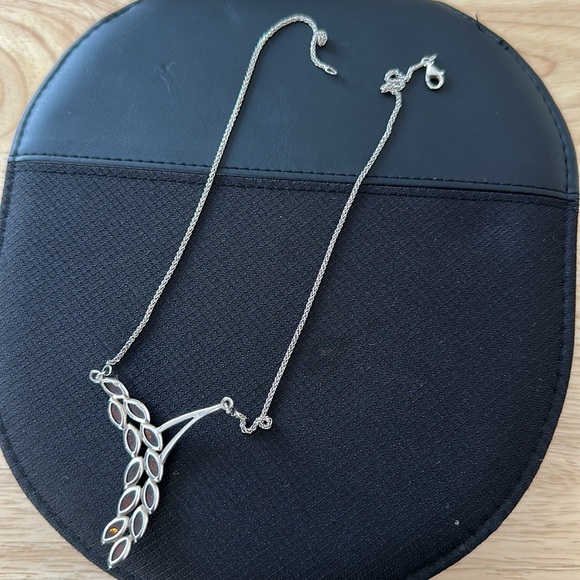 Silver necklace with amber stones - Picture 2 of 2